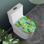 Blue Aloha Pineapple Pattern Print Toilet Lid Cover