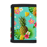 Blue Aloha Pineapple Pattern Print Trifold Wallet