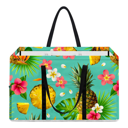 Blue Aloha Pineapple Pattern Print Utility Tote Bag