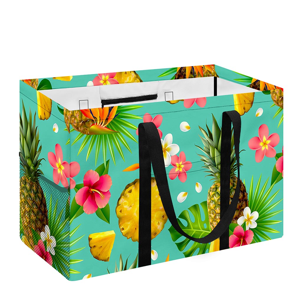 Blue Aloha Pineapple Pattern Print Utility Tote Bag