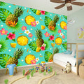 Blue Aloha Pineapple Pattern Print Wall Sticker