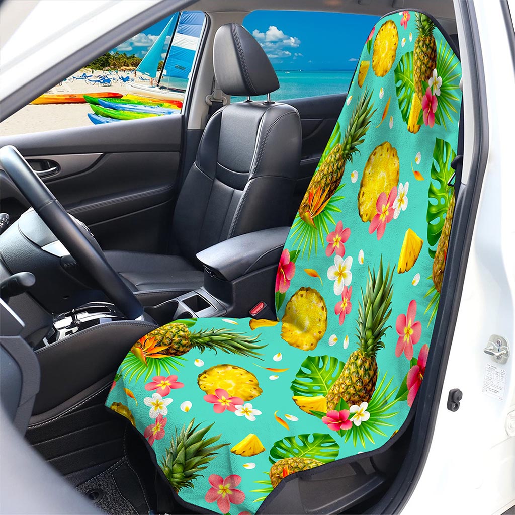 Blue Aloha Pineapple Pattern Print Waterproof Car Seat Cover