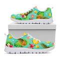 Blue Aloha Pineapple Pattern Print White Running Shoes