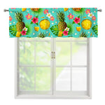 Blue Aloha Pineapple Pattern Print Window Valance