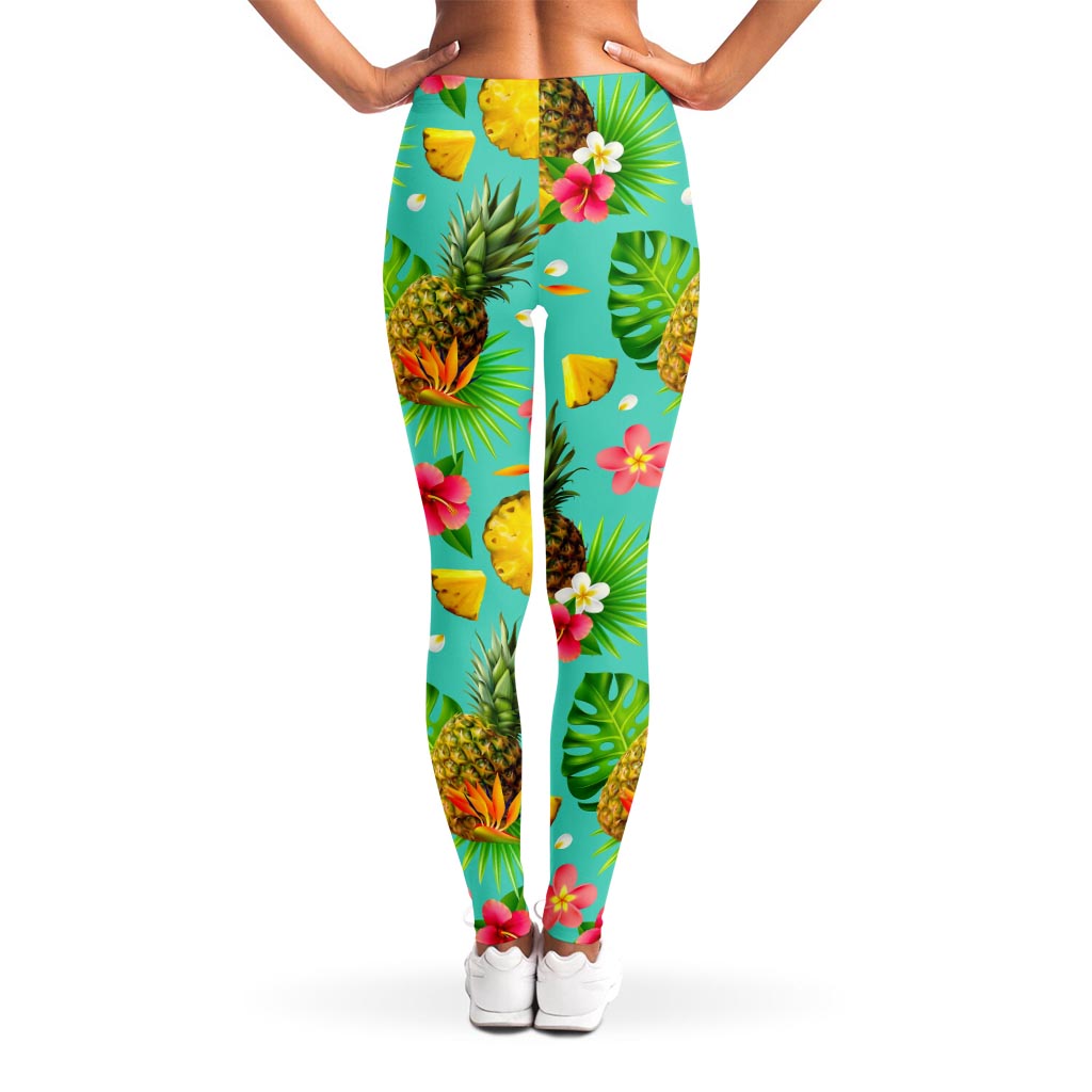 Blue Aloha Pineapple Pattern Print Women's Leggings