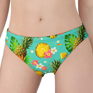 Blue Aloha Pineapple Pattern Print Women's Panties