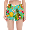 Blue Aloha Pineapple Pattern Print Women's Split Running Shorts