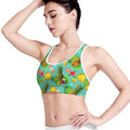 Blue Aloha Pineapple Pattern Print Women's Sports Bra