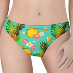 Blue Aloha Pineapple Pattern Print Women's Thong