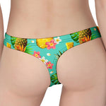 Blue Aloha Pineapple Pattern Print Women's Thong