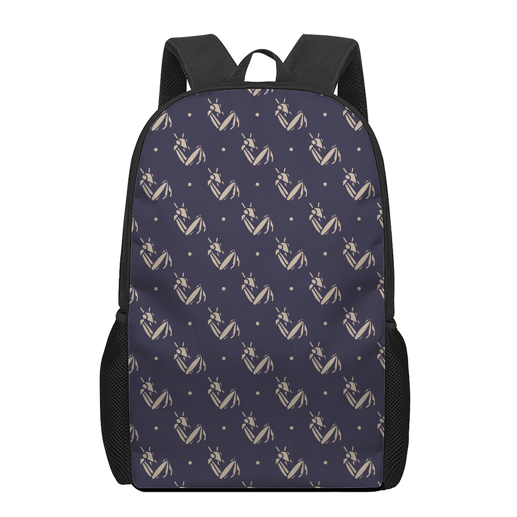 Blue And Beige Mantis Pattern Print 17 Inch Backpack