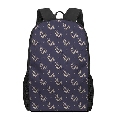 Blue And Beige Mantis Pattern Print 17 Inch Backpack