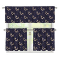 Blue And Beige Mantis Pattern Print 3 Piece Kitchen Curtains