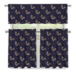 Blue And Beige Mantis Pattern Print 3 Piece Kitchen Curtains