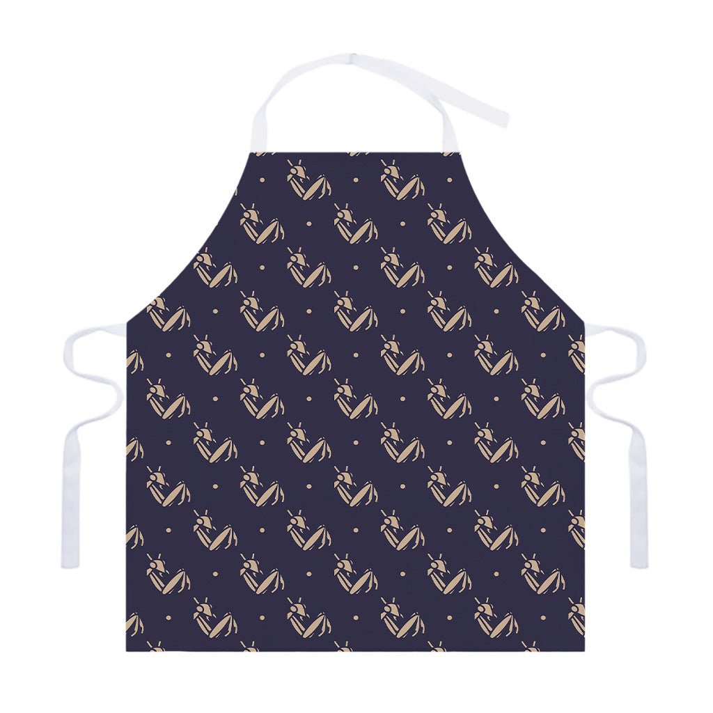 Blue And Beige Mantis Pattern Print Adjustable Apron