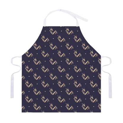Blue And Beige Mantis Pattern Print Adjustable Apron