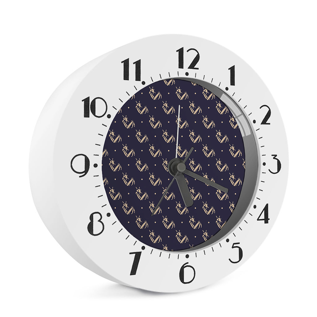 Blue And Beige Mantis Pattern Print Alarm Clock