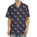 Blue And Beige Mantis Pattern Print Aloha Shirt