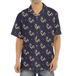 Blue And Beige Mantis Pattern Print Aloha Shirt