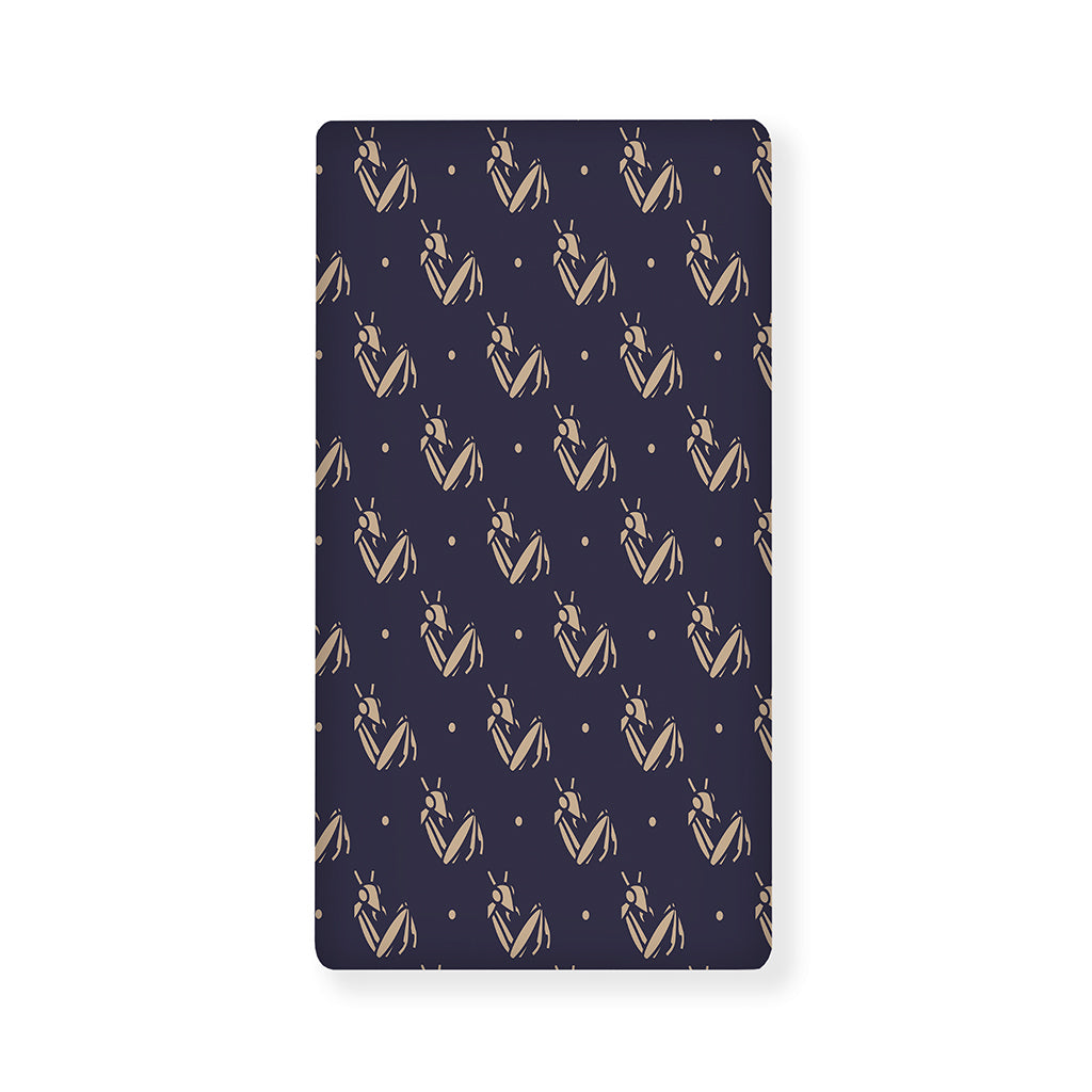 Blue And Beige Mantis Pattern Print Baby Crib Sheet