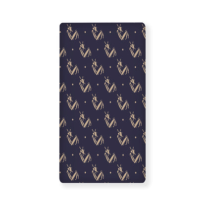 Blue And Beige Mantis Pattern Print Baby Crib Sheet