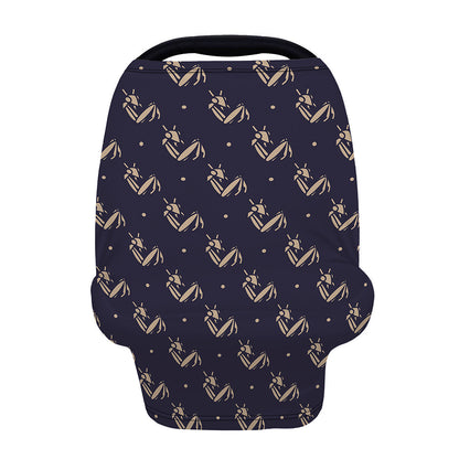 Blue And Beige Mantis Pattern Print Baby Seat Cover