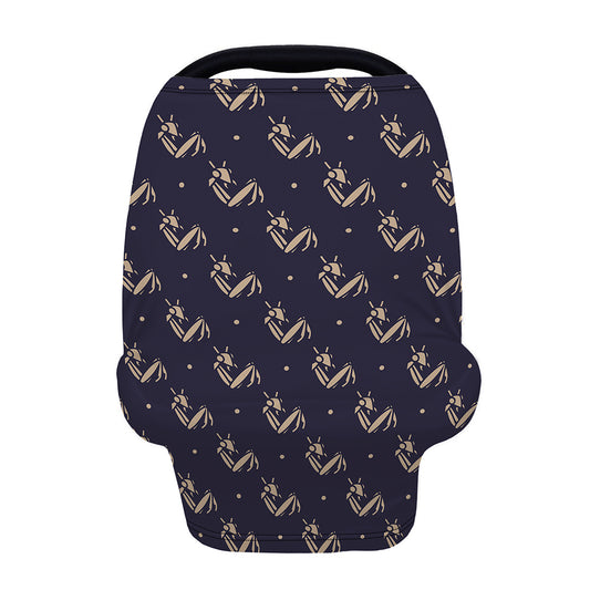 Blue And Beige Mantis Pattern Print Baby Seat Cover