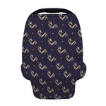 Blue And Beige Mantis Pattern Print Baby Seat Cover