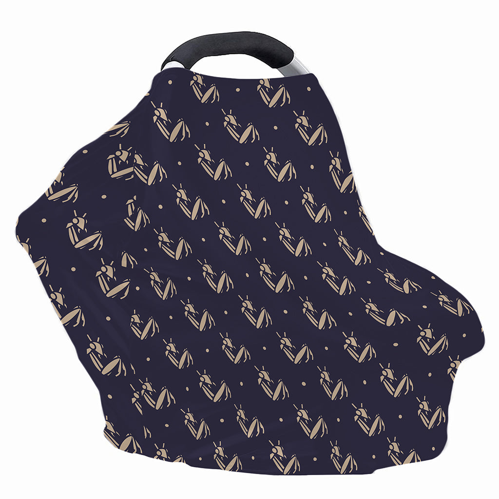 Blue And Beige Mantis Pattern Print Baby Seat Cover