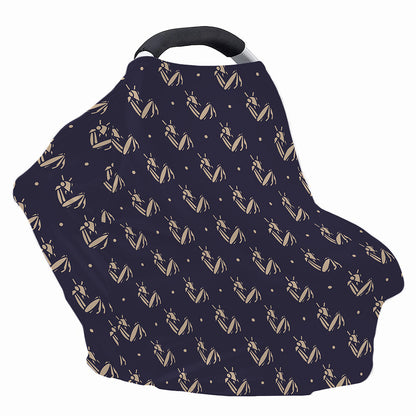 Blue And Beige Mantis Pattern Print Baby Seat Cover