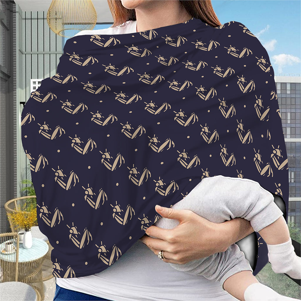 Blue And Beige Mantis Pattern Print Baby Seat Cover