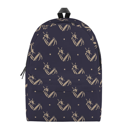 Blue And Beige Mantis Pattern Print Backpack
