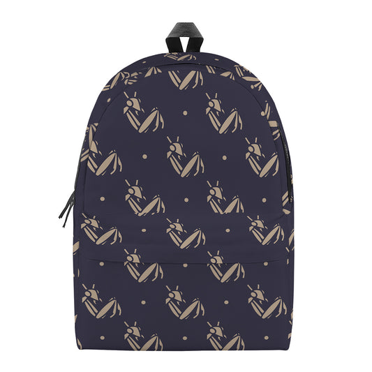 Blue And Beige Mantis Pattern Print Backpack