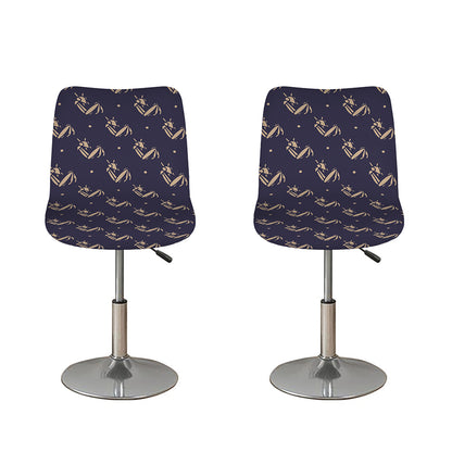 Blue And Beige Mantis Pattern Print Bar Stool Covers