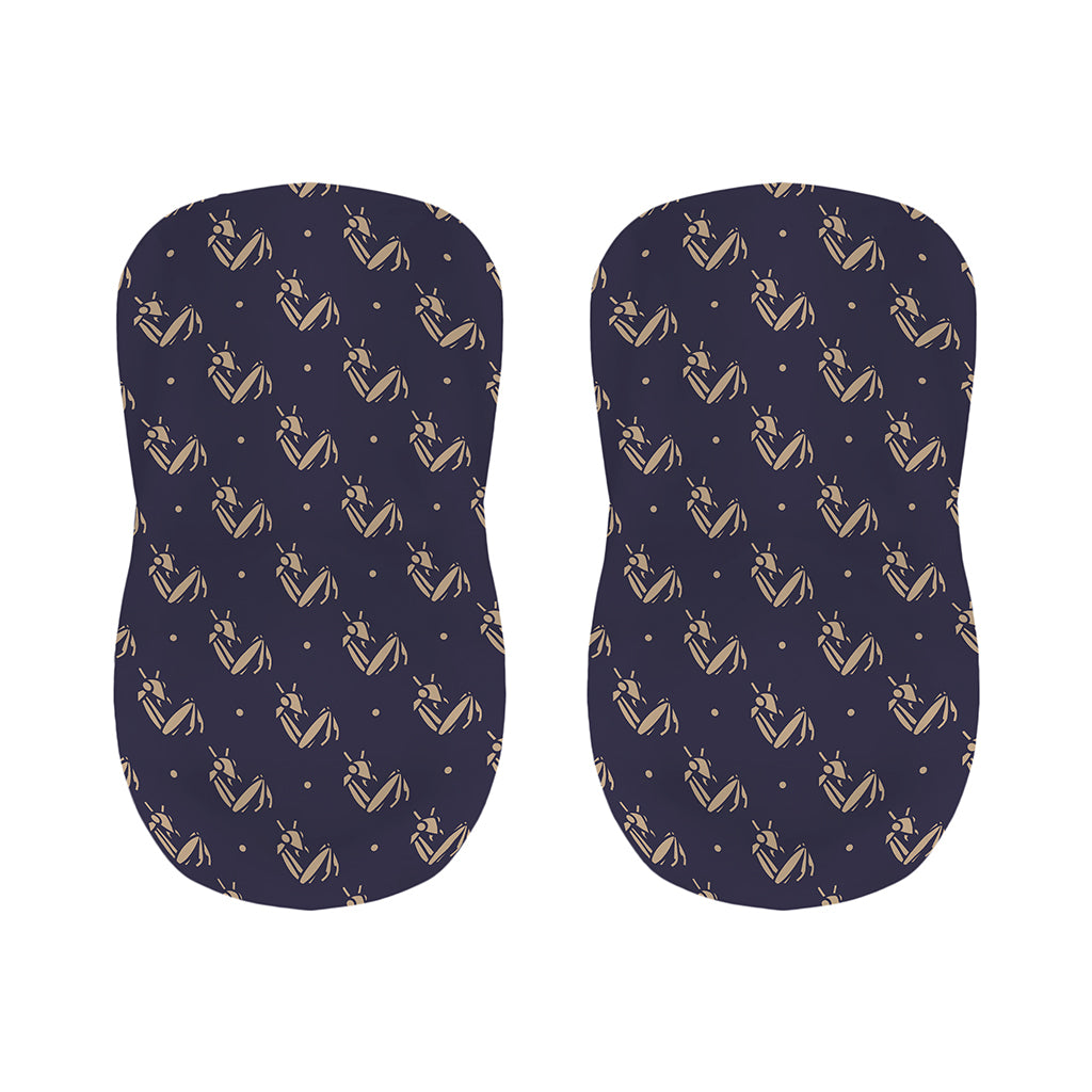 Blue And Beige Mantis Pattern Print Bar Stool Covers