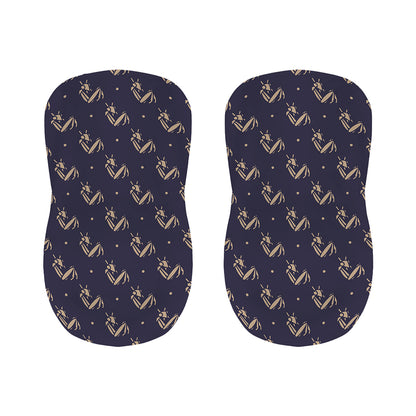 Blue And Beige Mantis Pattern Print Bar Stool Covers