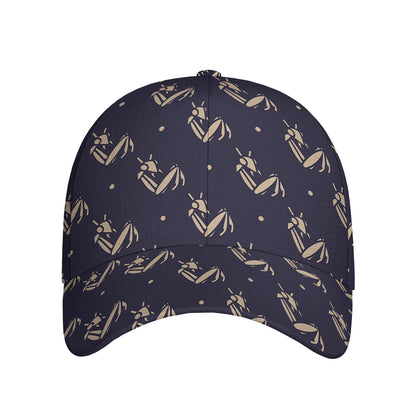 Blue And Beige Mantis Pattern Print Baseball Cap