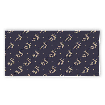 Blue And Beige Mantis Pattern Print Beach Towel