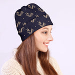 Blue And Beige Mantis Pattern Print Beanie