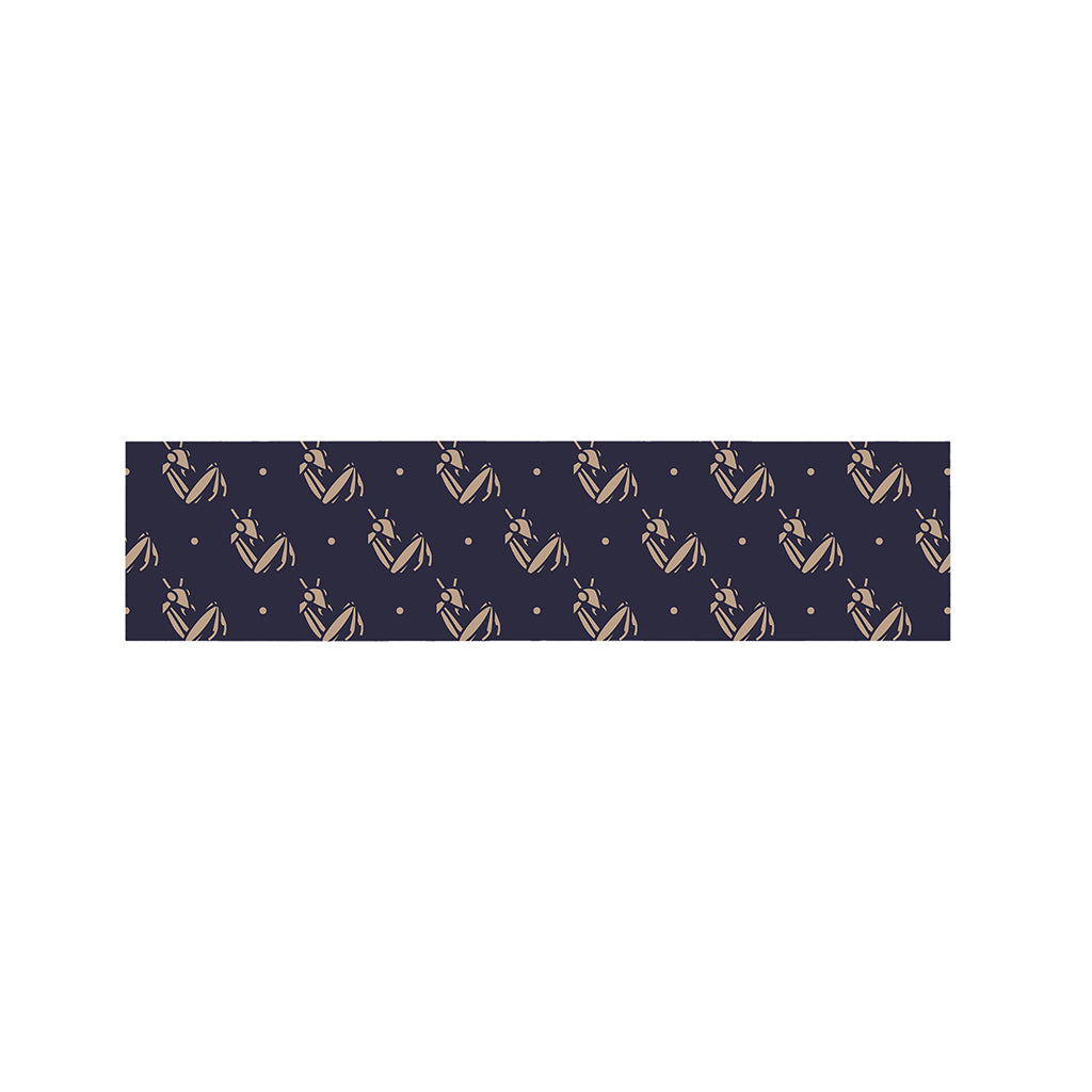 Blue And Beige Mantis Pattern Print Bed Runner