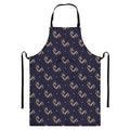 Blue And Beige Mantis Pattern Print Bib Apron With Pocket