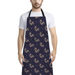 Blue And Beige Mantis Pattern Print Bib Apron With Pocket