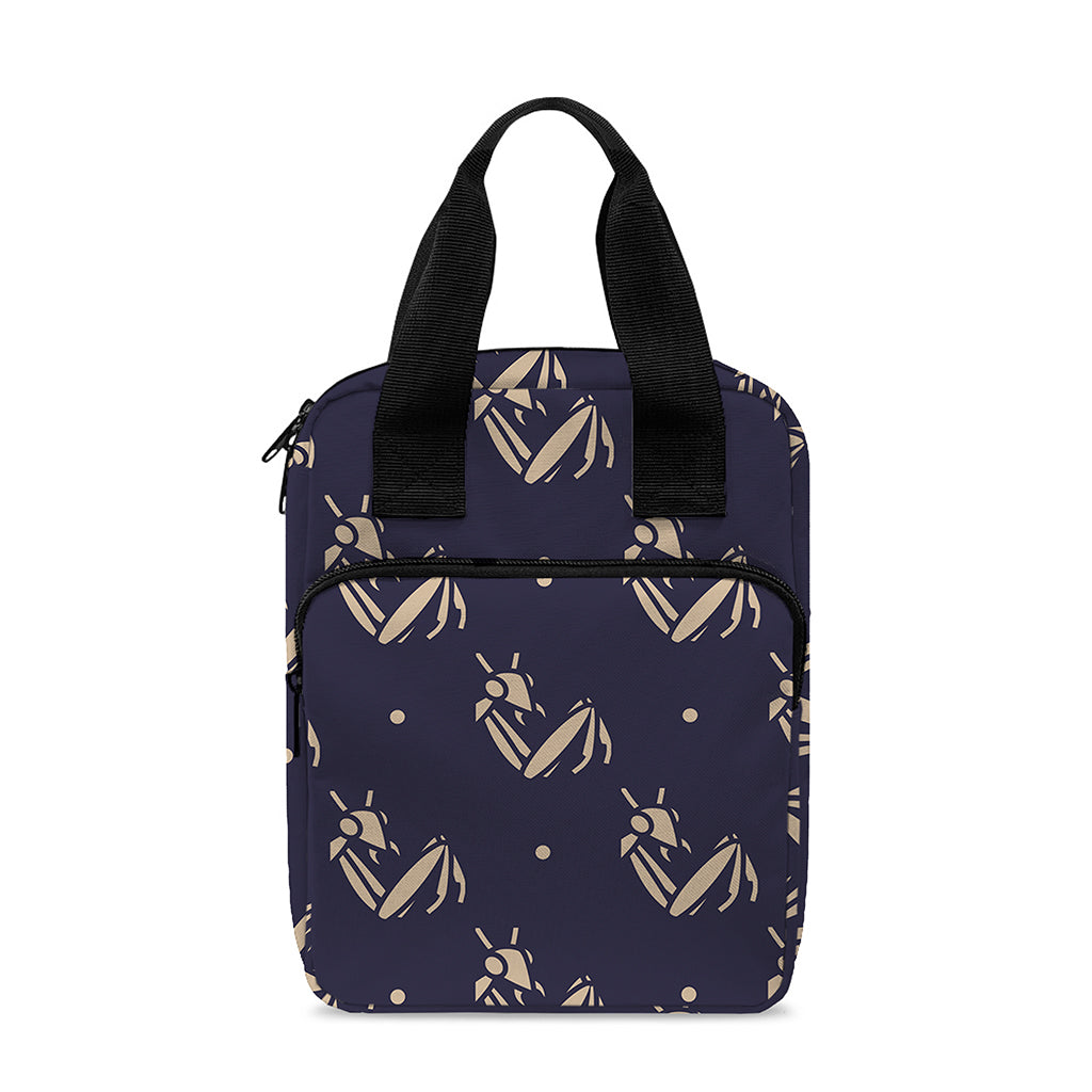 Blue And Beige Mantis Pattern Print Bible Tote Bag