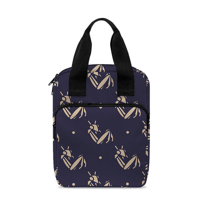 Blue And Beige Mantis Pattern Print Bible Tote Bag