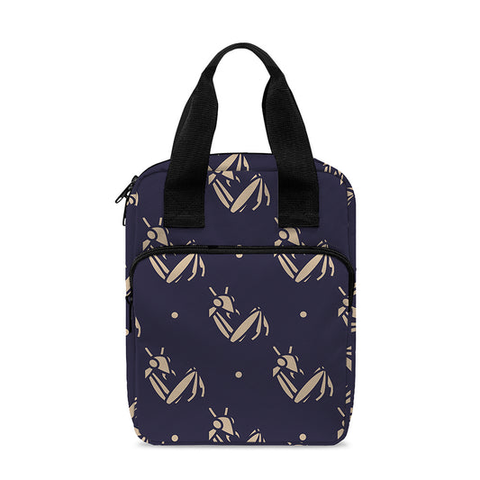 Blue And Beige Mantis Pattern Print Bible Tote Bag