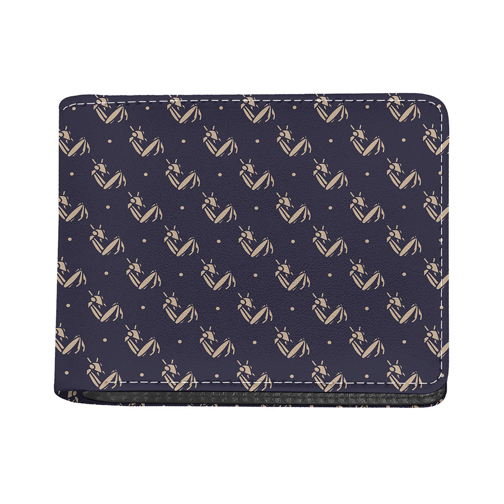 Blue And Beige Mantis Pattern Print Bifold Wallet