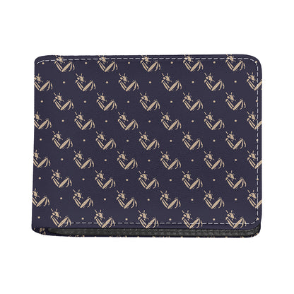 Blue And Beige Mantis Pattern Print Bifold Wallet
