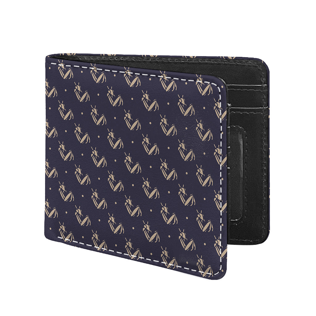Blue And Beige Mantis Pattern Print Bifold Wallet