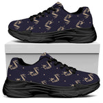 Blue And Beige Mantis Pattern Print Black Chunky Shoes