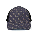 Blue And Beige Mantis Pattern Print Black Mesh Trucker Hat